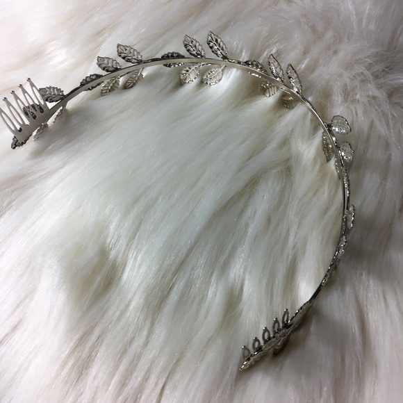 SILVER Metal Leaf Athena Greek Headband - Picture 5 of 5